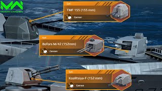 Bofors M42 152mm VS TMF 155mm VS KoalitasiyaF 152mm  Cannon Comparison  Modern Warships [upl. by Stevenson]