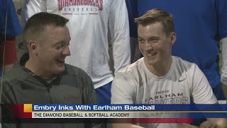 Easton Embry signs with Earlham College baseball from newscast [upl. by Ayerdna]