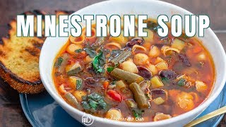 Simple Vegetarian Minestrone Soup  The Mediterranean Dish [upl. by Aitret]