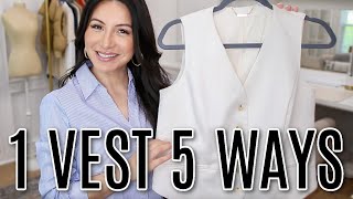 HOW TO STYLE 1 VEST 5 WAYS  How I Put together outfits Spring and Summer Outfit Ideas  LuxMommy [upl. by Lednek893]