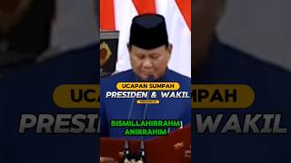 Ucapan sumpah presiden dan wakil presiden RI prabowo gibran trending reels shortvideo [upl. by Yhtrod347]