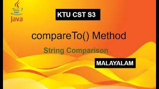 15  compareTo Method  JAVA String Method  Malayalam Tutorial [upl. by Addi498]