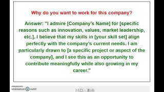 IQP  2Why do you want to work for this company   Interview Questions and Answers [upl. by Morganne]