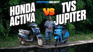 2024 TVS Jupiter vs Honda Activa 6G  Best 110cc Family Scooter  MotorBeam [upl. by Geirk]