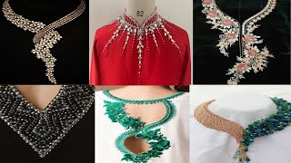 neckline dress design ideas  kundan embroidery [upl. by Aruabea]