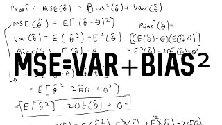 Proof MSE  Variance  Bias² [upl. by Winebaum]