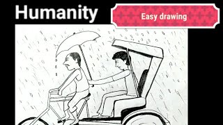 Humanity Poster  Ideas for Drawing competition  easy pencil drawing social Message drawing [upl. by Ahsinal274]