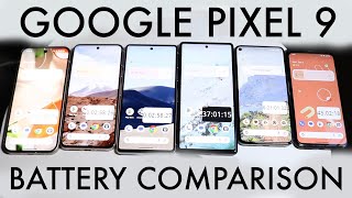 Google Pixel 9 Vs Pixel 8 Vs Pixel 7 Vs Pixel 6 Vs Pixel 5 Vs Pixel 4 Battery Comparison [upl. by Rentschler]