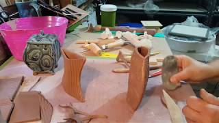 How to Make a Hand Built Twosided Vase from a Slab Using a Template [upl. by Ahsenra437]