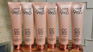 LAKME 9TO5 CC COMPLEXION CARE CREAM ALL 6 SHADES  RARA  HOW TO choose correct shades of cc cream [upl. by Efioa]