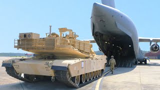 Loading Massive 60 tons M1 Abrams Armored Inside US C17 Globemaster III [upl. by Brandie]