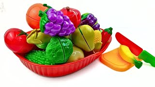 Cutting Plastic Fruit and Vegetables ASMR Pear Banana Broccoli  Plastic vs Squishy [upl. by Enilesoj7]