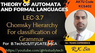 lec37 TOC  Chomsky hierarchy  classification of grammar [upl. by Yenal]