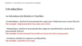 EB10 chapitre 6 description du mouvement rectiligne partie 1 [upl. by Ettenajna]