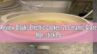 Review Olayks Electric Cooker 2L Ceramic Glaze Nonstick Pot Dual Power Multifunctional Electric [upl. by Waller475]