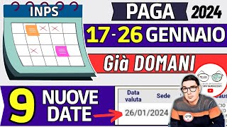 INPS PAGA 17  26 GENNAIO ⚡ NUOVI PAGAMENTI 2024 DATE ANTICIPI ➡ ADI AUU ISEE BONUS 80€ PENSIONI 730 [upl. by Saloma571]