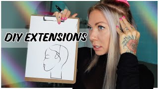 extensions on fine thin hair DIY placement  diagram  beginner friendly tape ins [upl. by Akihsar]