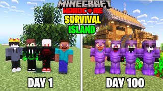 We Survived 100 Days On a SURVIVAL ISLAND In Minecraft Hardcore  4 Player 100 Days [upl. by Ilahtan285]