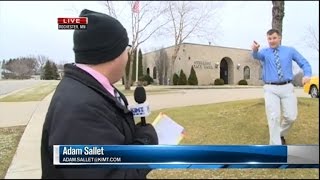 Watch a Bank Robber Interrupt This News Reporter During Live Broadcast [upl. by Dinsdale]