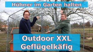 Hühner im Garten  Wir bauen eine XXL outdoor Hühnervoliere Hühnerauslauf Geflügelkäfig [upl. by Suissac]