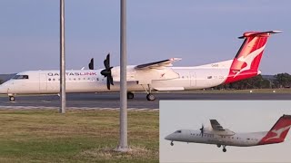 QantasLink De Haviland Bombardier Dash 8 Q400 amp Q300 Depart from Albury Airport [upl. by Laks]