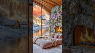 Would You Sleep Here Cozy Winter Chalet with Fireplace River and Mountains View [upl. by Zilber583]