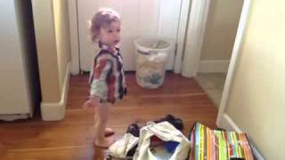 Cutest toddler filling diaper pail [upl. by Ramah384]