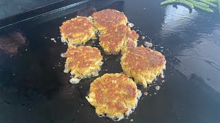 CRAB CAKES THE EASY WAY  BLACKSTONE GRIDDLE RECIPES [upl. by Iahk]