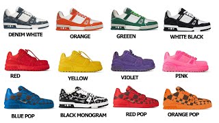 EVERY PAIR OF LOUIS VUITTON TRAINERS COLORWAYS WITH NAMES [upl. by Enoek]