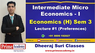 Intermediate Micro Economics  I Ch2 Preferences Lecture 1  Economics H Semester 3 UGCF DU [upl. by Etnaihc]