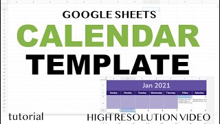 Google Sheets  Calendar Template [upl. by Darius181]