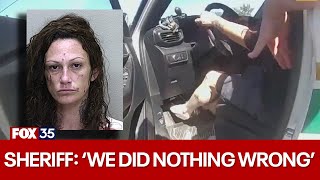 Body cam Woman steals Florida deputys patrol car in seconds [upl. by Anyah]