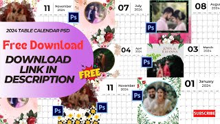 2024 Table Calendar PSD l Free Download l Photoshop l Calendar Design l New Year PSD l JNK Studio [upl. by Atinram]