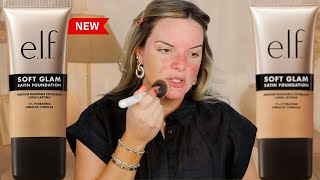 NEW ELF SOFT GLAM FOUNDATION  WEAR TEST ON OILY SKIN WITH ROSACEA  Casey Holmes [upl. by Yatnohs357]