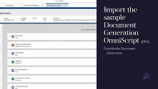 Import the sample Document Generation OmniScript EP1 [upl. by Oriaj664]