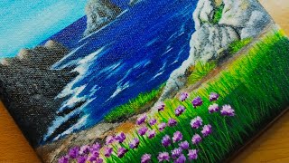 Acrylic painting seascape rocksseascape painting acrylic painting satisfying [upl. by Adli]