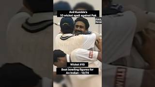 Anil Kumble’s Historic 10Wicket Haul Against Pakistan shorts cricket 🏏🔥 [upl. by Arabrab]