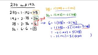 Using Euclidean algorithm to write gcd as linear combination [upl. by Enyahc]