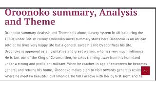 Oroonoko summary critical analysis and theme in English [upl. by Mazur]