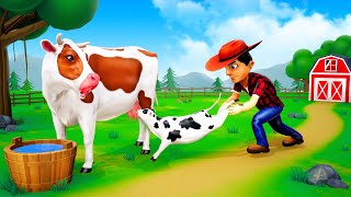 Cow Calf and Mother Cows Love Butterflys Heartfelt Role  Natures Love Story  Cow Cartoon Video [upl. by Langham]