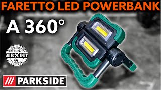 Faretto LED con funzione di powerbank Parkside lidl PBSL 500 A1 Lampada LED da lavoro [upl. by Atiekan]