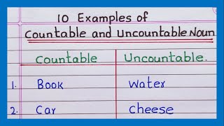 Examples of Countable and Uncountable noun  5 Examples  10 Examples of countable and uncountable [upl. by Thirion]