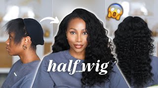 HOW I GET BIG NATURAL CURLY HAIR AT HOME  HERGIVENHAIR HALF WIG NO GLUE NO LACE [upl. by Poul38]