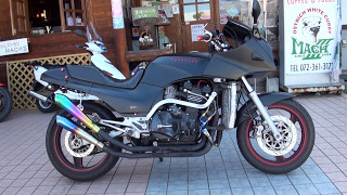 フルブラック親子タンデム 次元波動エキゾーストサウンド 1990 Kawasaki GPZ900R Ninja A7 1990 カワサキ・GPZ900R Ninja A7 [upl. by Ilegna]