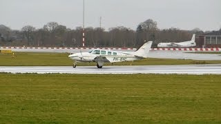 Beech 58 Baron ► Takeoff ✈ Groningen Airport Eelde [upl. by Fremont]