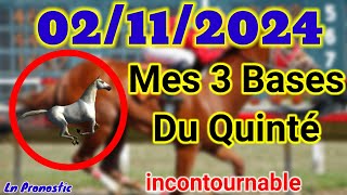 Pronostics PMU Mes 3 bases incontournable SAMEDI 02 NOVEMBRE 2024 COMPIÈGNE [upl. by Knitter]