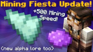 Mining Fiesta Update New Items Glossy Gemstones  New Alpha Lore Hypixel Skyblock News [upl. by Nylarat]