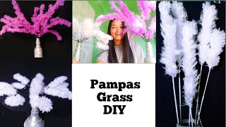 Pampas grass diy  How to make Pampas grass with yarn  Home decoration diy [upl. by Cordelie543]