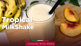 Smoothiest Tropical Milkshake  banana peach smoothie  banana peach milkshake  milkshake [upl. by Anol]