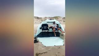 WhiteFang Deluxe XL Pop Up Beach Tent Sun Shade Shelter for 34 Person UV review [upl. by Anawqahs215]